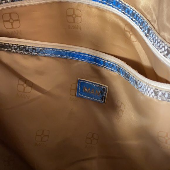 Oman Blue Snakeskin Large Tote Double Handles - Picture 7 of 9